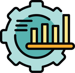 Poster - Job graph chart icon outline vector. Work time. Company team color flat