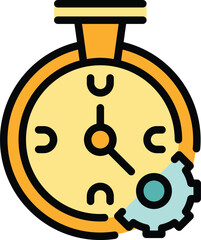 Poster - Watch productivity icon outline vector. Business team. Job task color flat