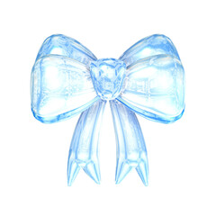 Ribbon bow Y2K blue element sticker with chrome effect