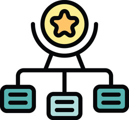 Poster - Skill up scheme icon outline vector. Training level. Goal career color flat