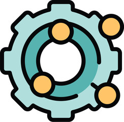 Poster - Gear skill level icon outline vector. Personal goal. Learn brain color flat