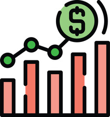 Poster - Business graph icon outline vector. Skill level. Goal career color flat