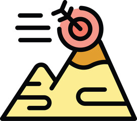 Poster - Mountain target icon outline vector. Goal career. Professional team color flat