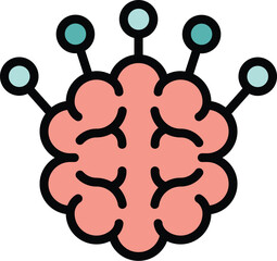 Poster - Brain target icon outline vector. Career professional. Capacity learn color flat