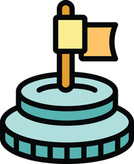 Poster - Training target icon outline vector. Goal career. Expert work color flat