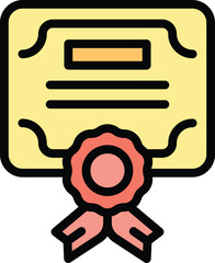 Poster - Skill up diploma icon outline vector. Training level. Professional career color flat