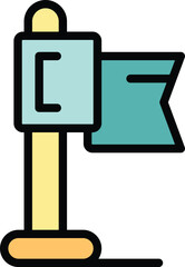Poster - Flag training level icon outline vector. Personal success. Learn brain color flat