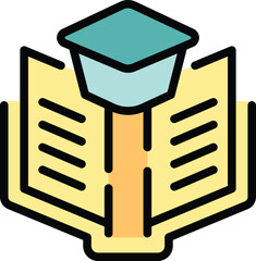 Poster - Book skill up icon outline vector. Business success. Learn level color flat