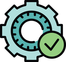 Poster - Gear skill icon outline vector. Professional career. Goal capacity color flat