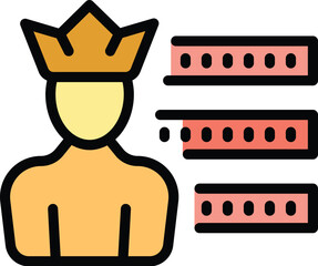Poster - King skill level icon outline vector. Personal career. Training goal color flat