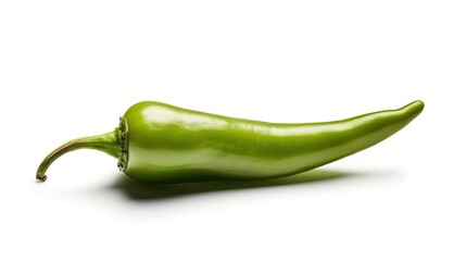 Wall Mural - green chili peppers on white background