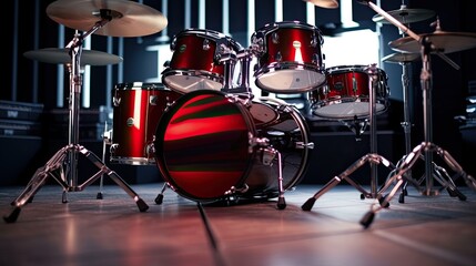 music drum set with spot light background 