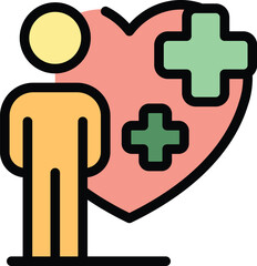 Poster - Healthy customer icon outline vector. Vision trust. Core mission color flat