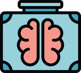 Poster - Brain case icon outline vector. Vision trust. Core mission color flat