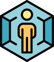 Poster - Man integrity icon outline vector. Core mission. Follow focus color flat