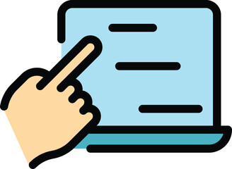 Poster - Laptop device icon outline vector. Phone app. Smart click color flat