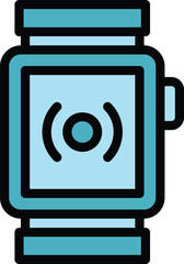 Poster - Smartwatch icon outline vector. App phone. Button finger color flat