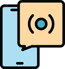 Poster - Touch message icon outline vector. App hand. Mobile device color flat