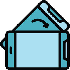 Poster - Mobile device move icon outline vector. Phone app. Smart finger color flat
