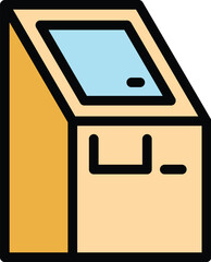 Poster - Touchscreen kiosk icon outline vector. Digital touch. Phone app color flat