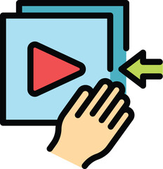 Poster - Take touch icon outline vector. App phone. Screen digital color flat