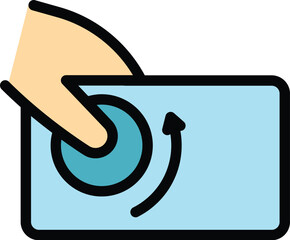 Poster - Digital touchscreen icon outline vector. Screen phone. App hand color flat