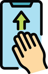 Poster - Screen touch icon outline vector. Digital app. Hand smartphone color flat