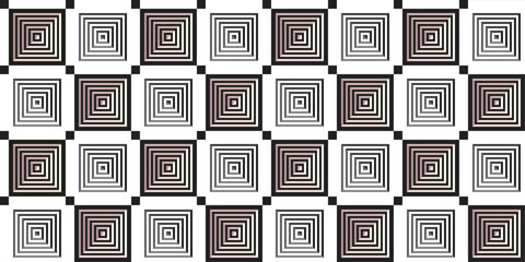 Leinwandbilder - Black and white checkerboard pattern of square shapes, inside the same shapes. For pillow, cloth, background, packaging, wallpaper. Seamless vector.