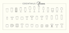 Vector Line Art Set Of Alcohol Glasses. Vector Illustration