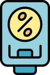 Sticker - Battery percent charge icon outline vector. Power charger. Cable energy color flat