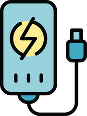 Poster - Usb phone charge icon outline vector. Power charger. Portable battery color flat