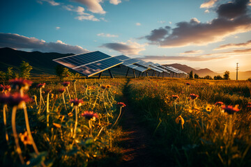 solar panel and wind turbines