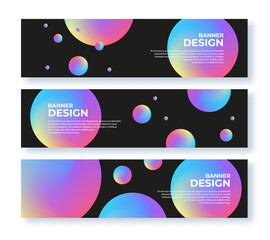 Wall Mural - Abstract trendy header design template collection. Modern horizontal banner set with 3d spheres or balls