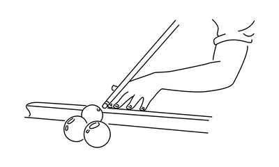 line art of young man playing pool billiards