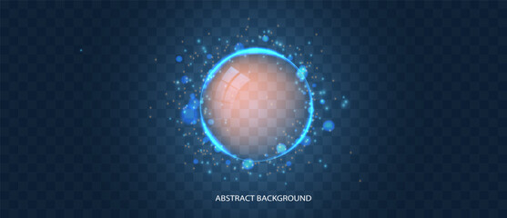 Aufkleber - Neon circle frame on blue background. Glowing neon circle frame. Set of neon glowing circles. Glowing rings on dark background. Vector illustration