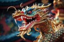 Colorful Chinese Dragon Sculpture