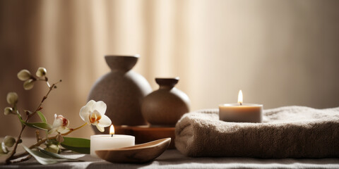 Wall Mural - Spa products for beauty treatments in a luxury hotel, Zen inspired still life