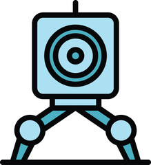 Poster - Web camera robot icon outline vector. Android ai. Cute bot color flat