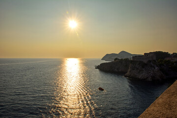 Wall Mural - Sunset over the Adriatic Sea - A View from Dubrovnik Walls