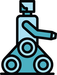 Poster - Wheel robot icon outline vector. Cute bot. Ai child color flat