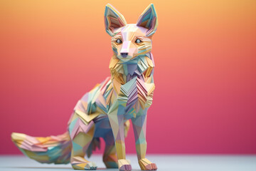 Aufkleber - A pastel-colored geometric-style fox artwork with intricate geometric shapes and soft pastel hues, showcasing the beauty of nature in a modern design. Generative AI technology.