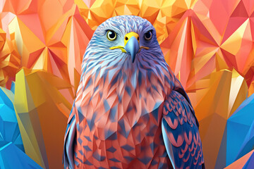 Aufkleber - A pastel-colored geometric-style Falcon artwork with intricate geometric shapes and soft pastel hues, showcasing the beauty of nature in a modern design. Generative AI technology.