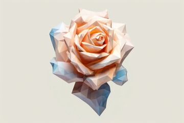 Aufkleber - A pastel-colored geometric-style rose artwork with intricate geometric shapes and soft pastel hues, showcasing the beauty of nature in a modern design.  Generative AI technology.