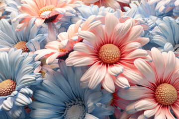 Aufkleber - A pastel-colored geometric-style Daisys artwork with intricate geometric shapes and soft pastel hues, showcasing the beauty of nature in a modern design.  Generative AI technology.