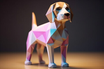 Leinwandbilder - A pastel-colored geometric-style Beagle artwork with intricate geometric shapes and soft pastel hues, showcasing the beauty of nature in a modern design.  Generative AI technology.