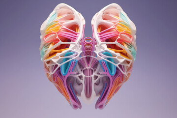 Aufkleber - A popular image showcases an anatomical model of the human pelvis in a geometric-inspired style, with angular shapes and pastel hues, Generative AI technology.