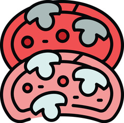Poster - Meat bruschetta icon outline vector. Finger snack. Menu lunch color flat