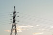 High steel power transmission pylon with high voltage lines