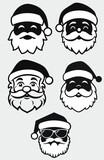 Fototapeta Dinusie - Set Santa head black and white logo mascot