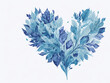 Blue watercolor bouquet with leaves.